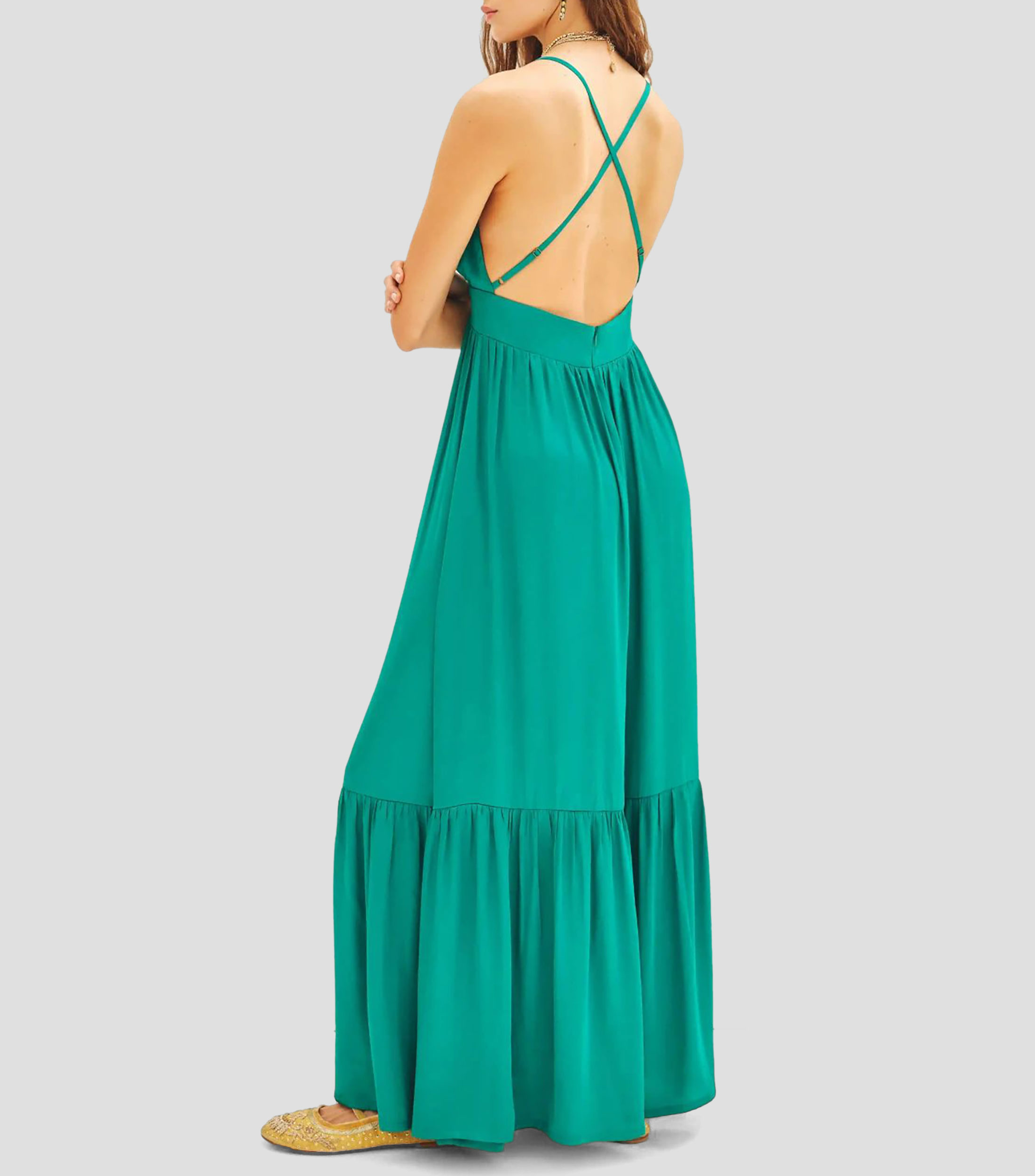 Vestido largo liso Mujer